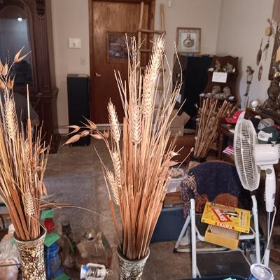 2 MATCHING VASES W/DRIED FOLIAGE