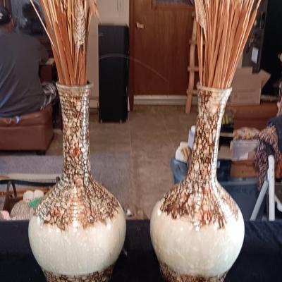 2 MATCHING VASES W/DRIED FOLIAGE