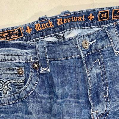 Men’s Rock Revival Relaxed Straight Leg Jeans - Size 34
