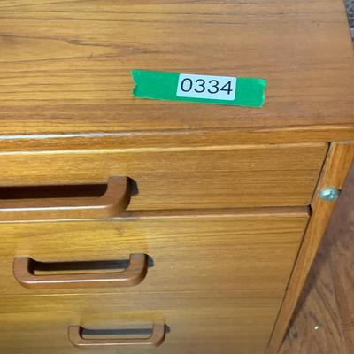 Teak 3 Drawer File Cabinet