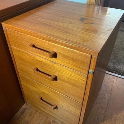 Teak 3 Drawer File Cabinet