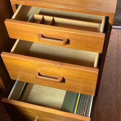 Teak 3 Drawer File Cabinet