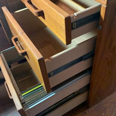Teak 3 Drawer File Cabinet