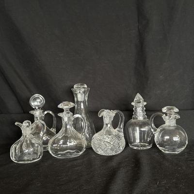 Collection of Glass Oil & Dressing Pitchers w/ Stoppers (DR-DZ)