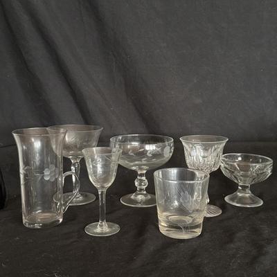Etched Glass Cocktail Hour Glassware and More (DR-DZ)