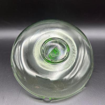 Vintage URANIUM Glass Heart Handle Ashtray/Trinket Dish