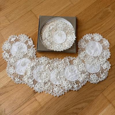 Ivory Doilies, Tablecloth, and Table Runner (DR-DZ)