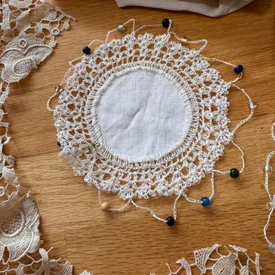 Ivory Doilies, Tablecloth, and Table Runner (DR-DZ)