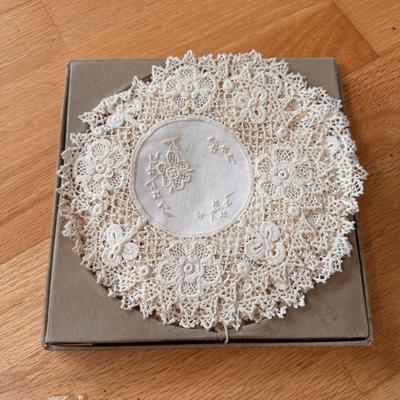 Ivory Doilies, Tablecloth, and Table Runner (DR-DZ)