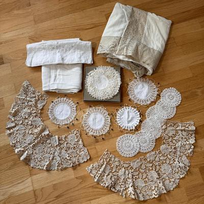 Ivory Doilies, Tablecloth, and Table Runner (DR-DZ)