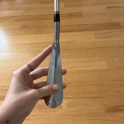 Long Mid Century Shoe Horn and Wooden Cane w/ Brass Horse Head (DR-DZ)