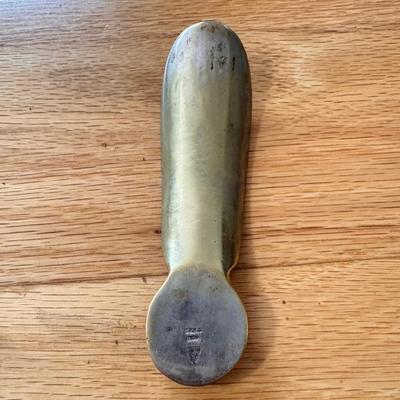 Long Mid Century Shoe Horn and Wooden Cane w/ Brass Horse Head (DR-DZ)