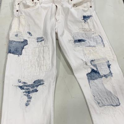 Polo Ralph Lauren Distressed/Patched White Jeans