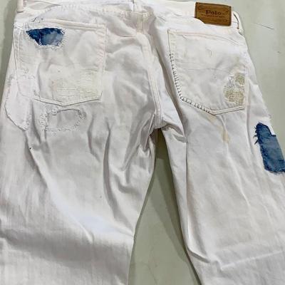 Polo Ralph Lauren Distressed/Patched White Jeans