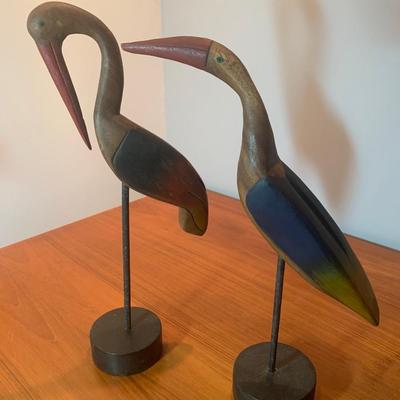 MCM Hand Carved Wood Birds