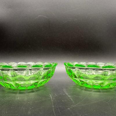 Two URANIUM Green Glass Trinket Dishes