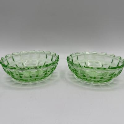Two URANIUM Green Glass Trinket Dishes