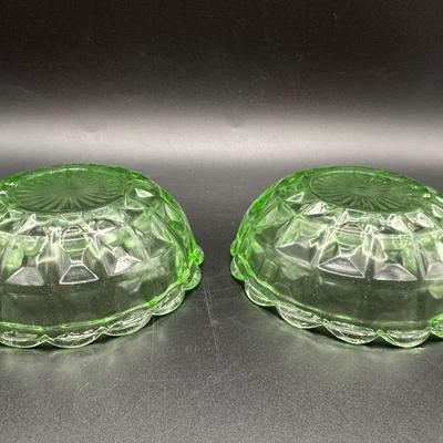 Two URANIUM Green Glass Trinket Dishes