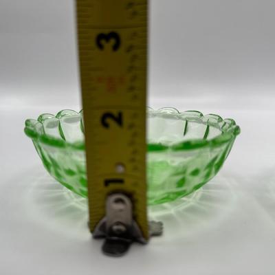 Two URANIUM Green Glass Trinket Dishes