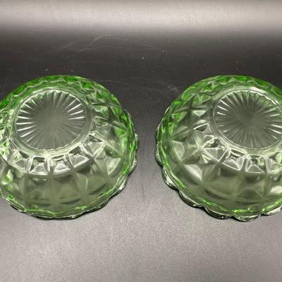 Two URANIUM Green Glass Trinket Dishes