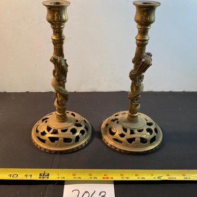 Vintage Brass Serpent Snake Candle Holders