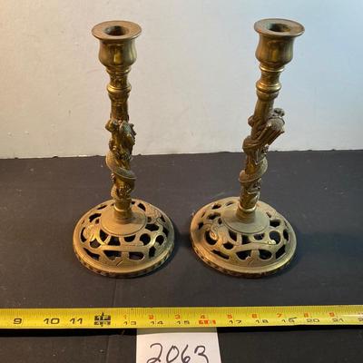 Vintage Brass Serpent Snake Candle Holders