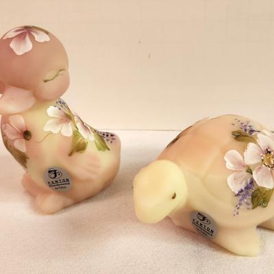 Lot #249 Lot of 2 Fenton Art Glass Animal Figures - Duck and Turtle