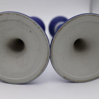 WEDGWOOD Blue Classical Greek Candlestick Holders (2)