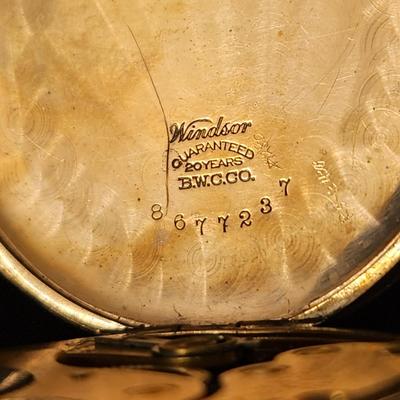 Waltham American Traveler Pocket Watch Windsor B.W.C. co. 20 years case