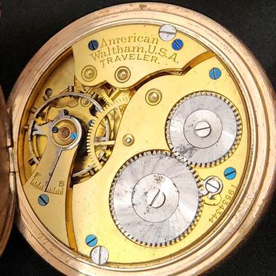 Waltham American Traveler Pocket Watch Windsor B.W.C. co. 20 years case