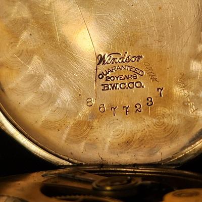 Waltham American Traveler Pocket Watch Windsor B.W.C. co. 20 years case