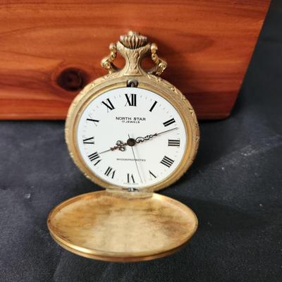 North Star 17 Jewels Pocket Watch works ,missing bezel & crystal