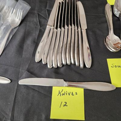 100 Pieces Lenox Stainless 18/10 Flatware & Serving Utensils
