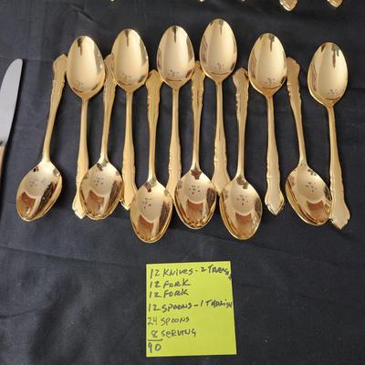 90 pieces 24kt Gold Plated Flatware Elegance Japan