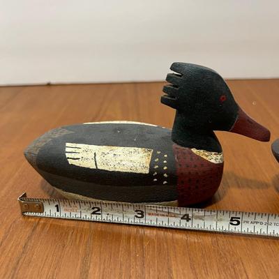 Lot Carved Wooden Duck Decoys Figurines - 2 Signed Roy Willis