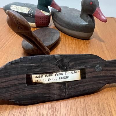 Lot Carved Wooden Duck Decoys Figurines - 2 Signed Roy Willis