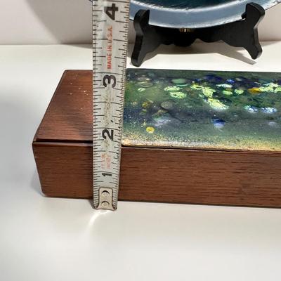 Vintage MCM Enamel & Wood Box + Ary Nybro Wood Tray