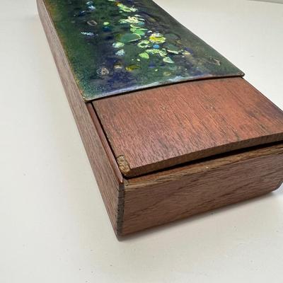 Vintage MCM Enamel & Wood Box + Ary Nybro Wood Tray