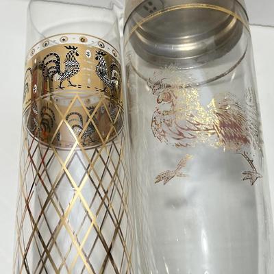 Vintage MCM Barware - Black, Gold, Teak Wood