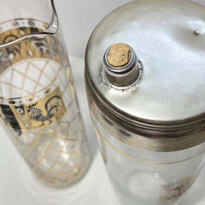 Vintage MCM Barware - Black, Gold, Teak Wood
