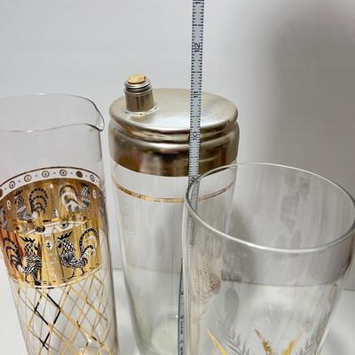 Vintage MCM Barware - Black, Gold, Teak Wood