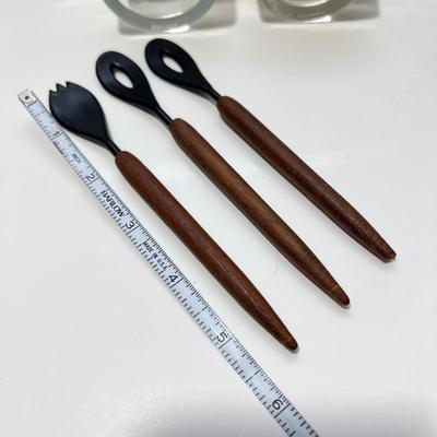 Vintage MCM Barware - Black, Gold, Teak Wood