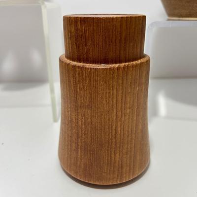 MCM Decorative Teak Ceramic Glass Lot - Red Wing Vase, Dansk