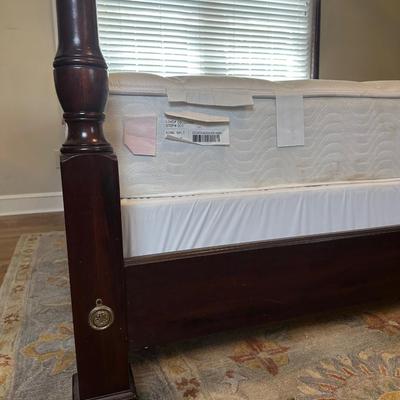 Four Post Wood Bed Frame with King Simmons Mattress