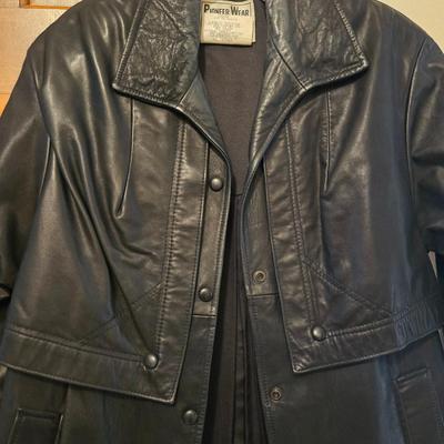 Pioneer Wear Black Leather Trench Coat