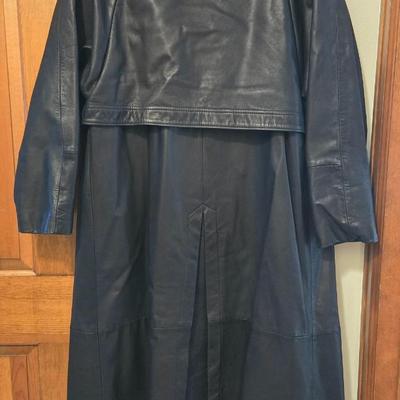 Pioneer Wear Black Leather Trench Coat