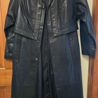 Pioneer Wear Black Leather Trench Coat