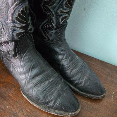 Hondo Black Elephant Hide Cowboy Boots