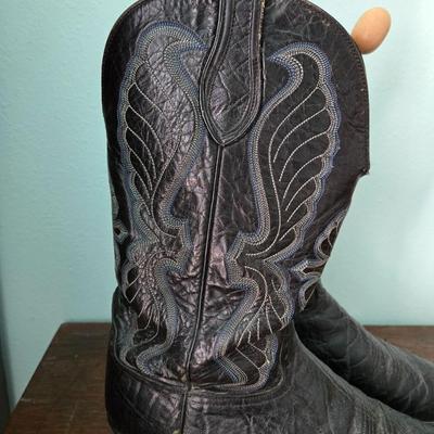 Hondo Black Elephant Hide Cowboy Boots