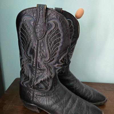 Hondo Black Elephant Hide Cowboy Boots
